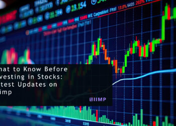 A stock market display with red and green candlestick charts and various numbers. Overlaid text reads, "What to Know Before Investing in Stocks: Latest Updates on Ziimp. | ZIIMP